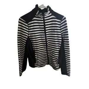 Lauren Ralph Lauren Active Striped Full Zip Medium Black White